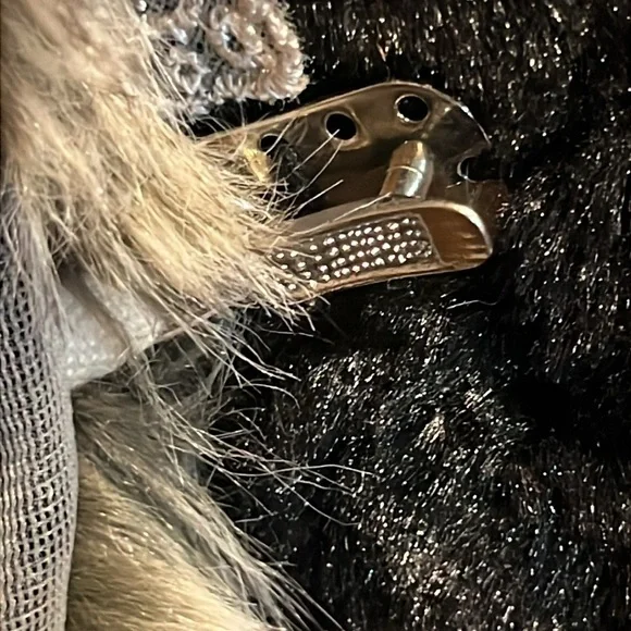 By Joseph black crush fabric with faux fur trim and lace detail jacket size L - Picture 6 of 8